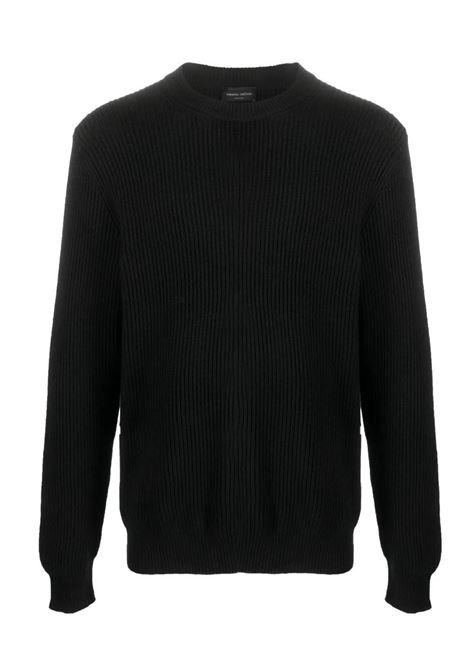 ribbed crewneck swetaer man black ROBERTO COLLINA | 253M02101M0209